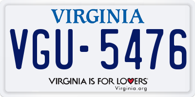 VA license plate VGU5476