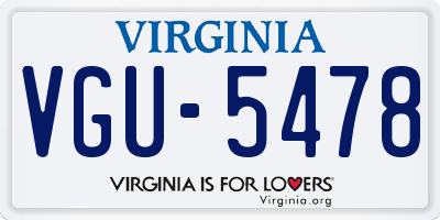 VA license plate VGU5478