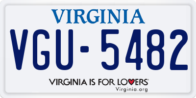 VA license plate VGU5482