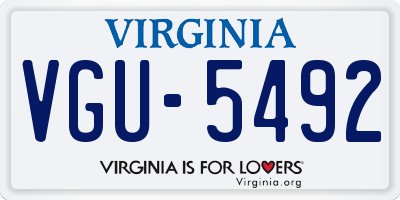 VA license plate VGU5492