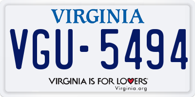 VA license plate VGU5494