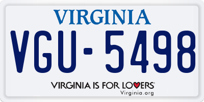 VA license plate VGU5498