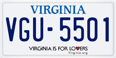 VA license plate VGU5501