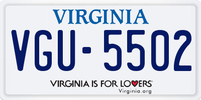 VA license plate VGU5502