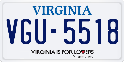 VA license plate VGU5518