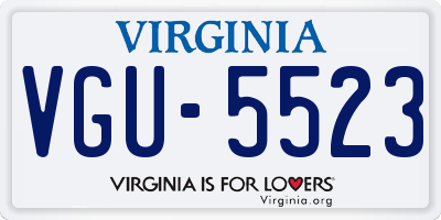VA license plate VGU5523