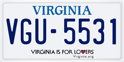VA license plate VGU5531