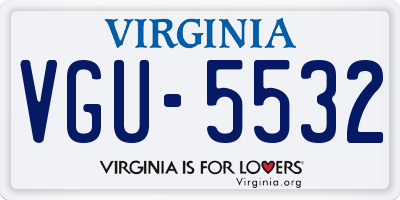 VA license plate VGU5532
