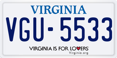 VA license plate VGU5533