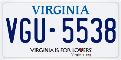 VA license plate VGU5538