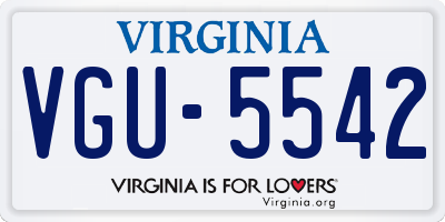 VA license plate VGU5542