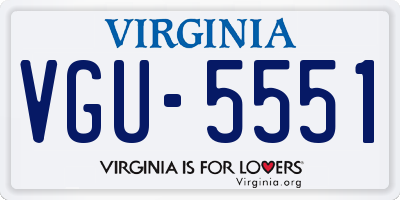 VA license plate VGU5551