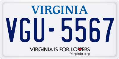 VA license plate VGU5567