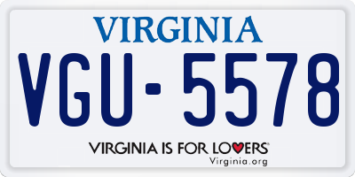 VA license plate VGU5578