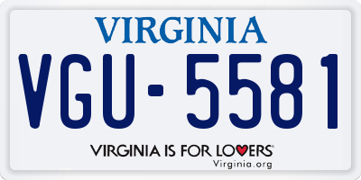 VA license plate VGU5581