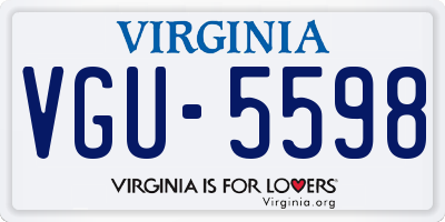 VA license plate VGU5598