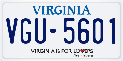 VA license plate VGU5601