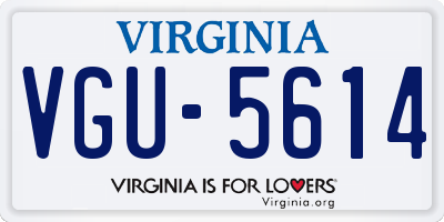 VA license plate VGU5614