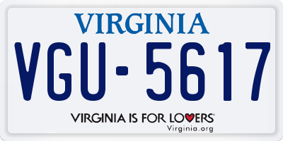 VA license plate VGU5617