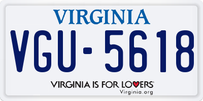 VA license plate VGU5618