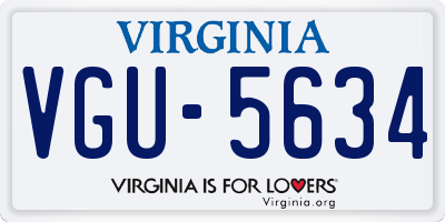 VA license plate VGU5634