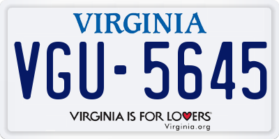 VA license plate VGU5645