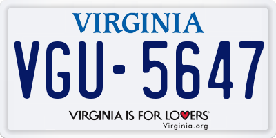 VA license plate VGU5647