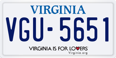 VA license plate VGU5651