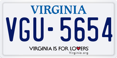 VA license plate VGU5654