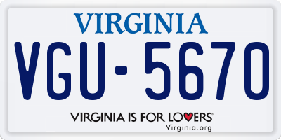 VA license plate VGU5670