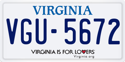 VA license plate VGU5672