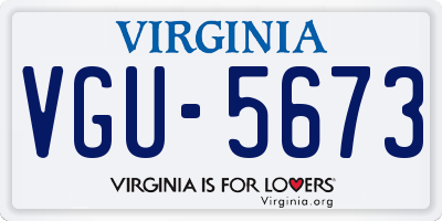 VA license plate VGU5673
