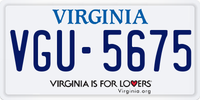VA license plate VGU5675