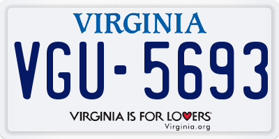VA license plate VGU5693