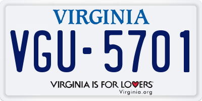 VA license plate VGU5701
