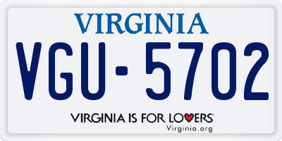 VA license plate VGU5702