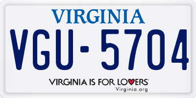 VA license plate VGU5704