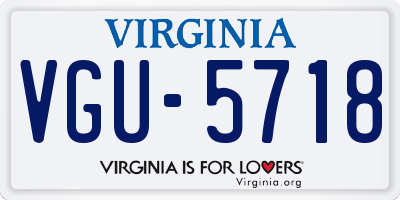 VA license plate VGU5718
