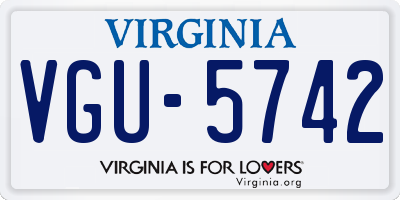 VA license plate VGU5742