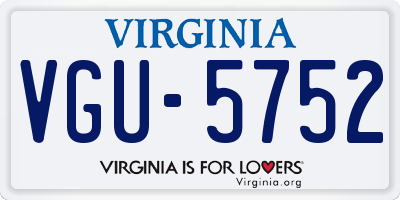 VA license plate VGU5752