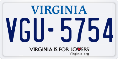 VA license plate VGU5754