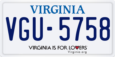 VA license plate VGU5758