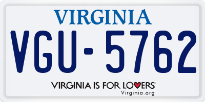 VA license plate VGU5762