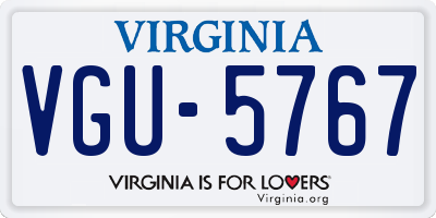 VA license plate VGU5767
