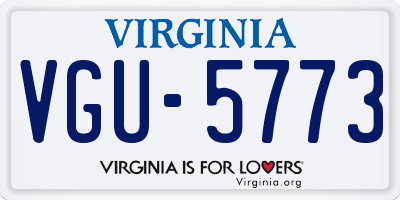 VA license plate VGU5773
