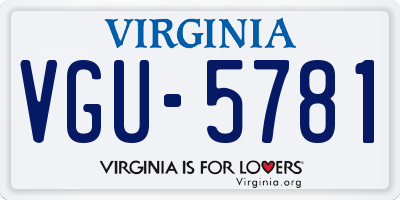 VA license plate VGU5781