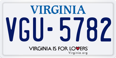 VA license plate VGU5782