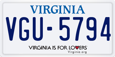 VA license plate VGU5794