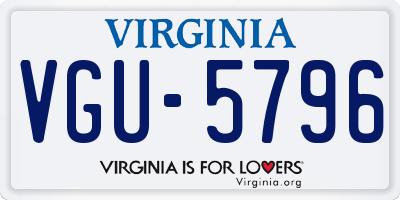 VA license plate VGU5796