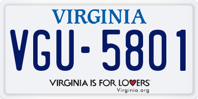 VA license plate VGU5801